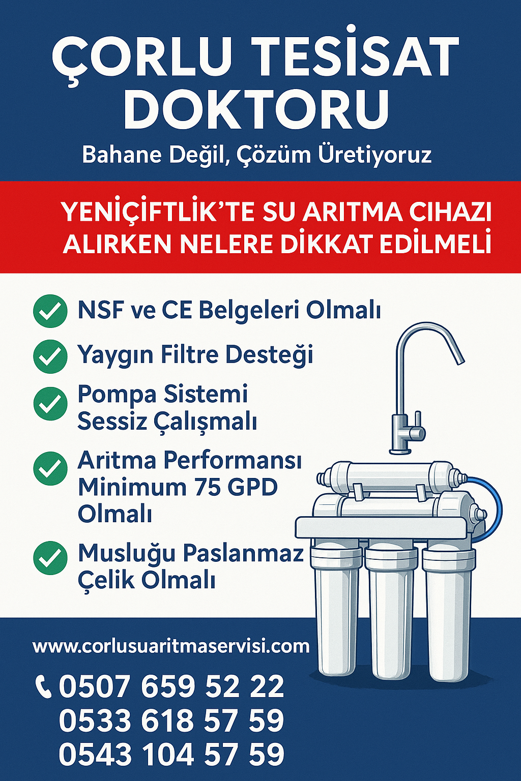 Çorlu Tesisat Doktoru – Yeniçiftlik Su Arıtma Cihazı Alırken Nelere Dikkat Edilmeli